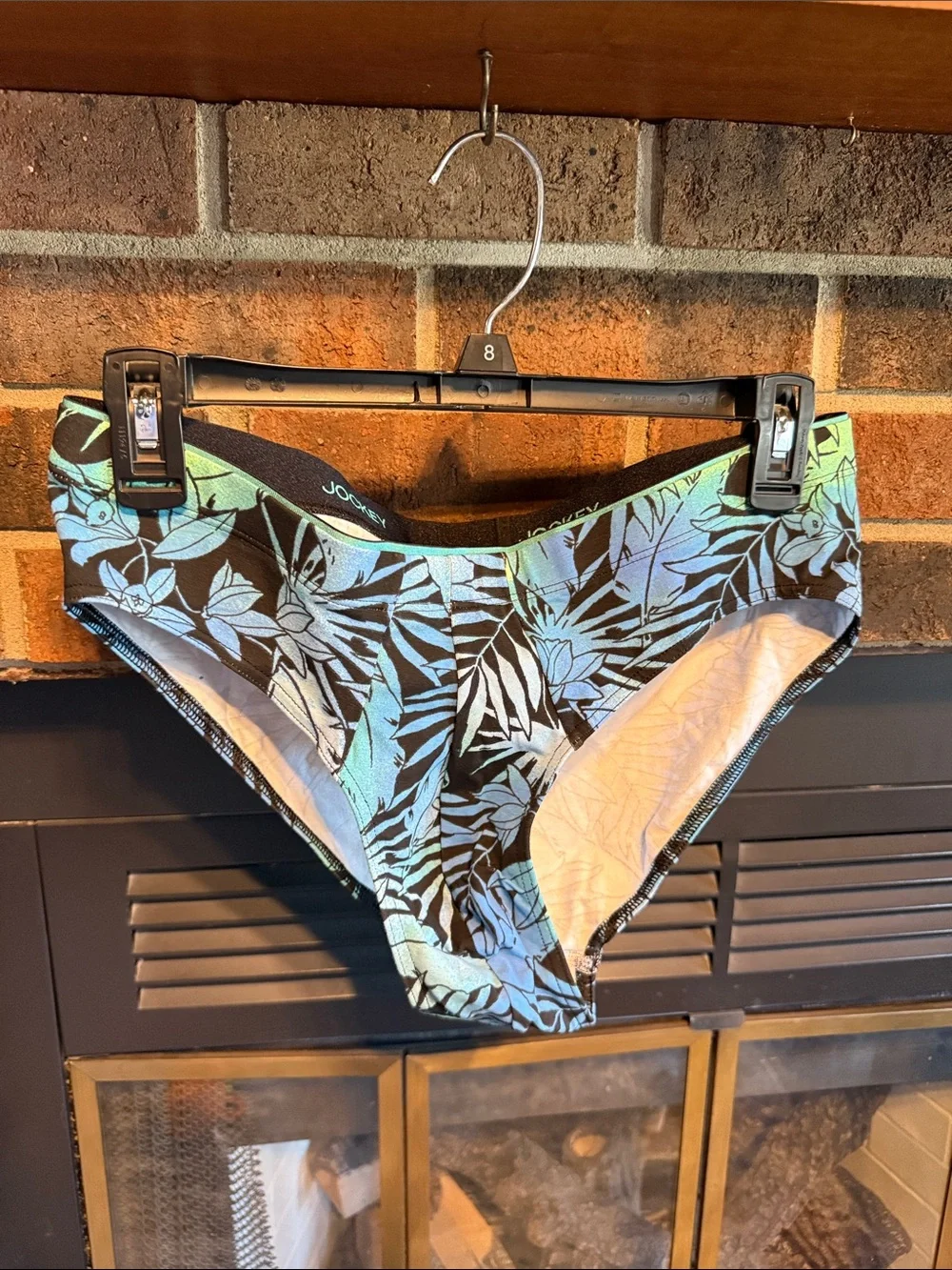 Jockey Men's Striped Briefs in Black with Teal and White Stripes 3pack